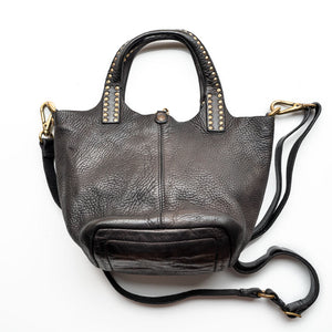 Kura Stud Strap Shopping Bag in Black