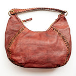 Dalia Eyelets & Threading Shoulder Bag in Burgundy