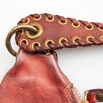 Dalia Eyelets & Threading Shoulder Bag in Burgundy