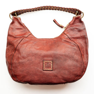 Dalia Eyelets & Threading Shoulder Bag in Burgundy