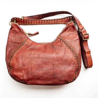 Dalia Eyelets & Threading Shoulder Bag in Burgundy