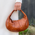 Opale Croissant Shoulder Bag in Cognac