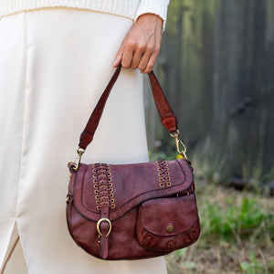 Dalia Saddle Shoulder Bag in Burgundy