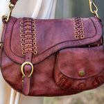 Dalia Saddle Shoulder Bag in Burgundy