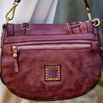 Dalia Saddle Shoulder Bag in Burgundy