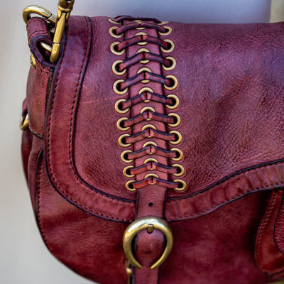 Dalia Saddle Shoulder Bag in Burgundy