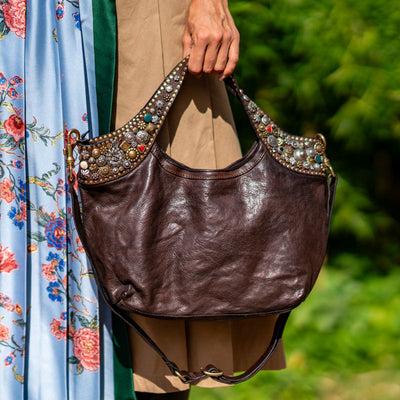 Bella Di Notte Studded Shopping Bag in Brown