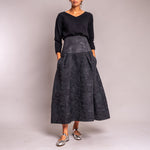 Marshan85 High Waisted Maxi Skirt in Jacquard Print/Black