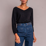 Joan V Neck Jumper in Black