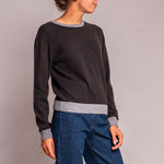 Contrast Crew Round Neck Jumper in Bitter/Mid Grey