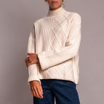 Aran Rib Turtle Neck Jumper in Jasmine