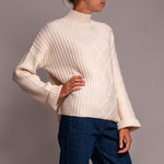 Aran Rib Turtle Neck Jumper in Jasmine