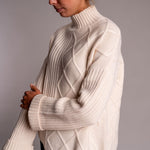 Aran Rib Turtle Neck Jumper in Jasmine