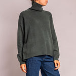 Saddle Roll Collar Knit in Khaki