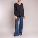 Oversize V Neck Jumper in Black