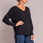 Oversize V Neck Jumper in Black