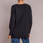 Oversize V Neck Jumper in Black