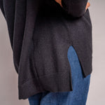 Oversize V Neck Jumper in Black