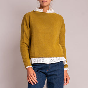 Pea Cashmere & Lambswool Knit in Moss Marl