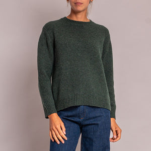 Classic Neat Crew Neck Knit in Dark Green