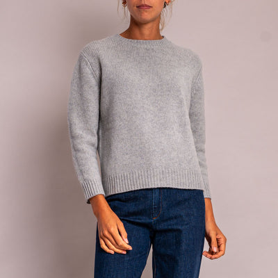 Classic Neat Crew Neck Knit in Silver