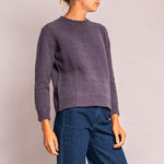 Classic Neat Crew Neck Knit in Damson