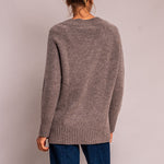 Long V Neck Chunky Knit in Fossil