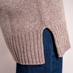 Long V Neck Chunky Knit in Fossil