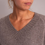 Long V Neck Chunky Knit in Fossil