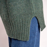 Long V Neck Chunky Knit in Dark Green