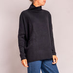 Classic Boxy Funnel Neck Knit in Black