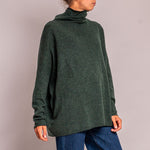 Classic Boxy Funnel Neck Knit in Dark Green