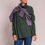 Classic Boxy Funnel Neck Knit in Dark Green