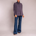 Classic Boxy Funnel Neck Knit in Damson