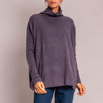 Classic Boxy Funnel Neck Knit in Damson