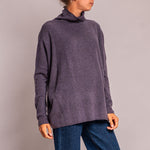 Classic Boxy Funnel Neck Knit in Damson