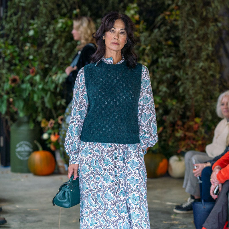 Odette Snakeskin Print Shirt Dress in Green