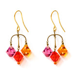 Small Diamond Earrings in Orange/Yellow/Pink