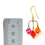 Small Diamond Earrings in Orange/Yellow/Pink