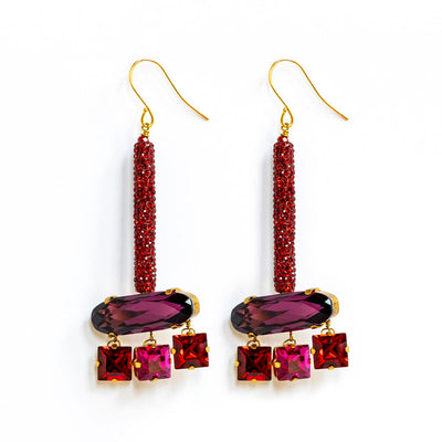 Lotus Earrings in Red/Purple