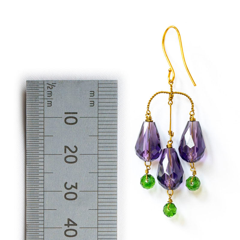 Small Bell Earrings in Purple/Green