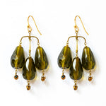 Small Bell Earrings in Green/Bronze