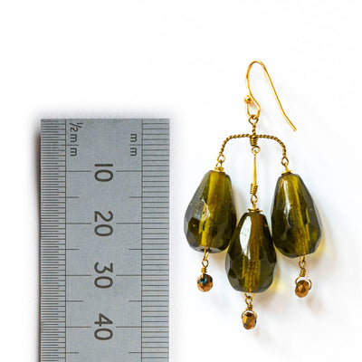 Small Bell Earrings in Green/Bronze