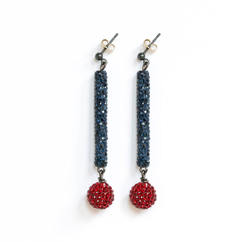 Tube Earrings in Blue/Red