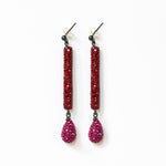 Tube Earrings in Red/Pink