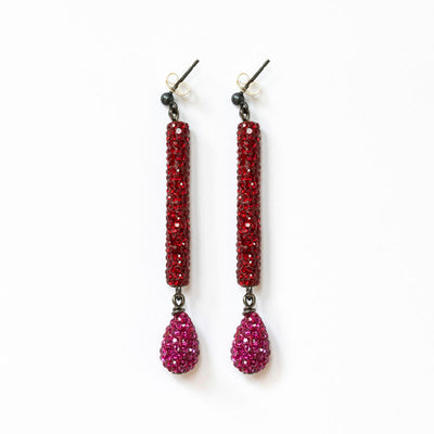 Tube Earrings in Red/Pink