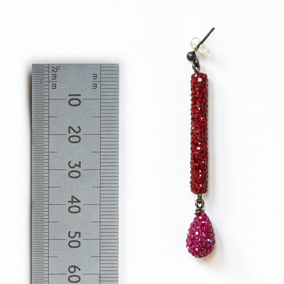 Tube Earrings in Red/Pink