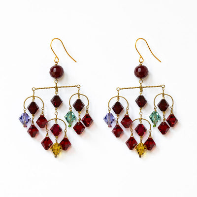 Diamond Earrings in Red/Yellow/Lilac/Green