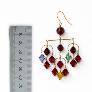 Diamond Earrings in Red/Yellow/Lilac/Green