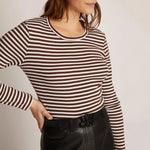 Jote L/S Stripe Top in Mocca